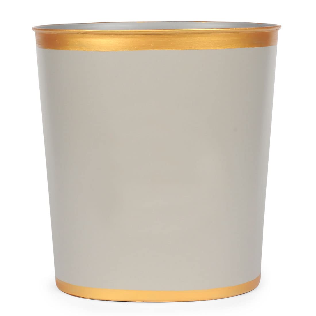 Jaye's Studio Mattie Oval Waste Basket for Bathroom Decorative, Gold Trim & Finish, Hand-Painted