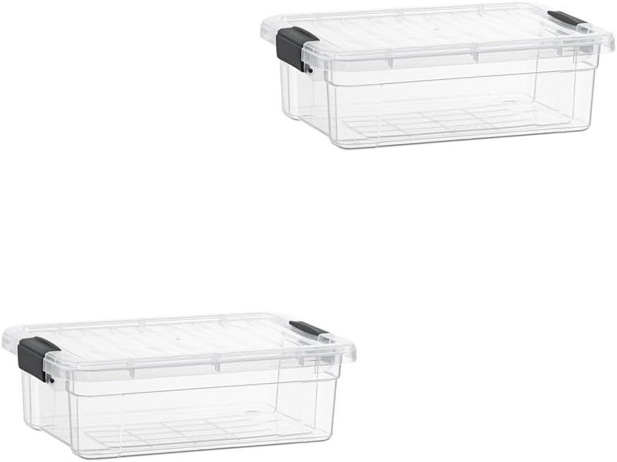 Superio Clear Storage Boxes with Lids, 2.3 Quart Plastic Container Bins for Organizing, Stackable