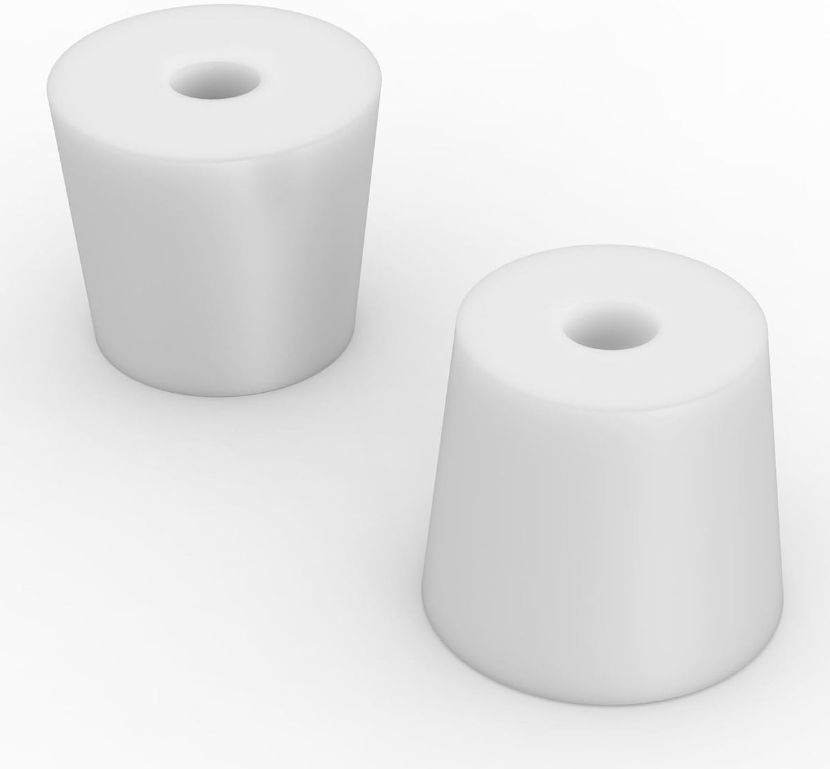 Labasics 5-Pack 6# Single-Hole Silicone Stoppers, White Tapered Lab Seal Stoppers with 0.31" Hole