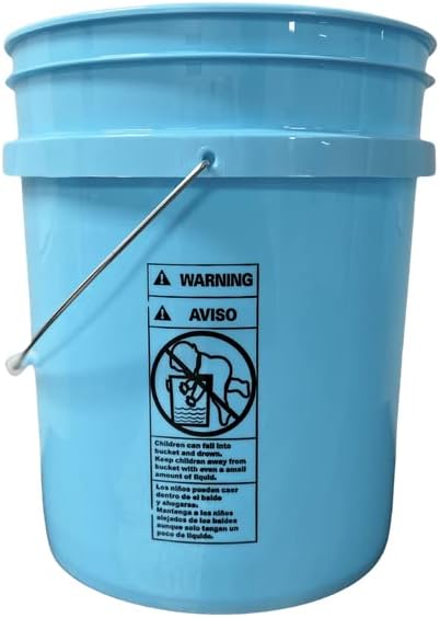 House Naturals Baby Blue 5 gal Food Grade Plastic Bucket Pail Container with Lid (Pack of 3) Made