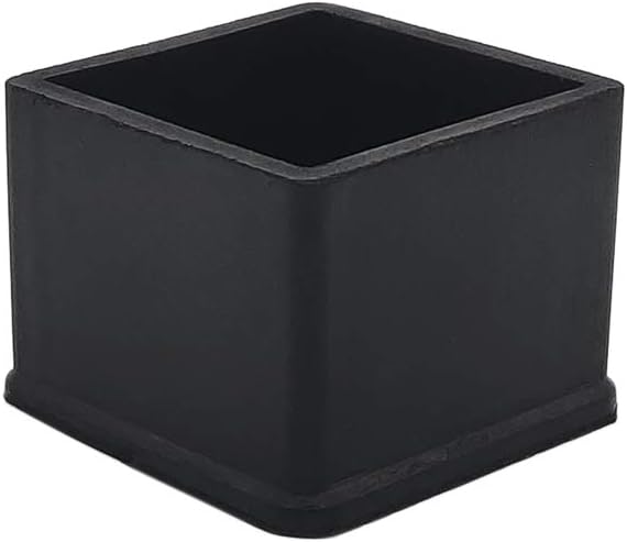 Flyshop Non-Slip Thick Rubber Leg Tips Floor Protectors Square Chair Leg Caps 20pcs, Black, 35 mm x