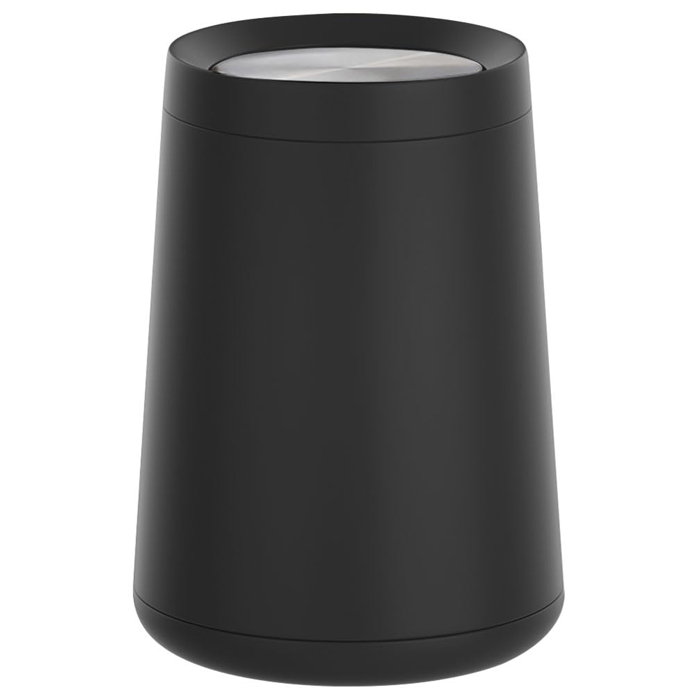 10 L/2.6 Gallon,Matte Black Bathroom Trash Can,Metal Garbage Can with Flipping Lid,for Bathroom