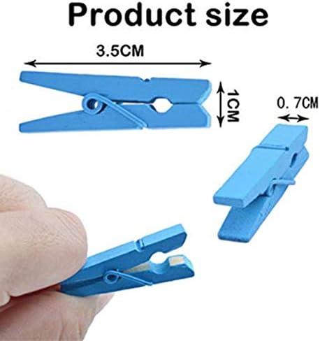 DurReus Wood Clothes Pins for Crafts Party Decor Small Clips Hold Card with Jute Twine Dark Blue