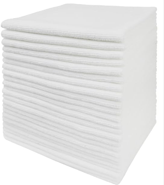 Tricol Clean Professional Extra-Thick Microfiber Cleaning Cloth 12 Pack White (16IN x 16IN, 300GSM