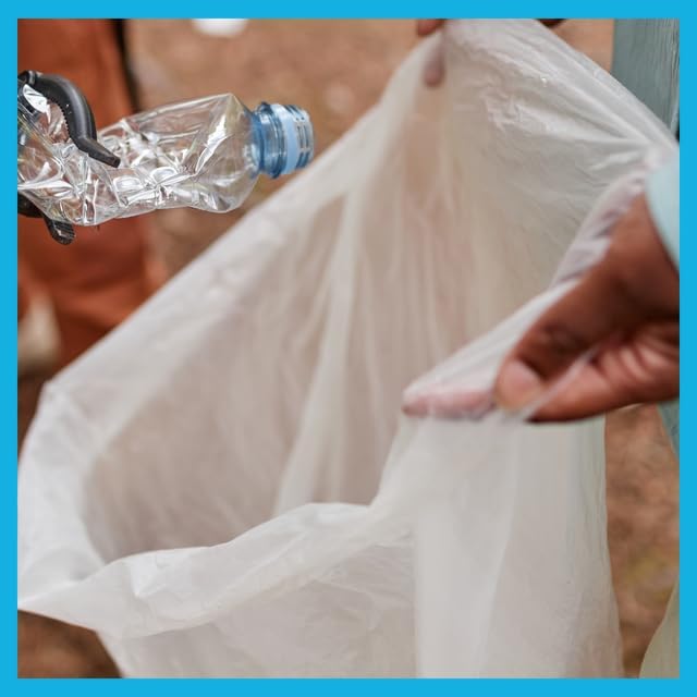 24" x 24" Clear Trash Bags, 6-10 Gallon Trash Bag, 1000 Count, 6 Micron, Value Pack, For