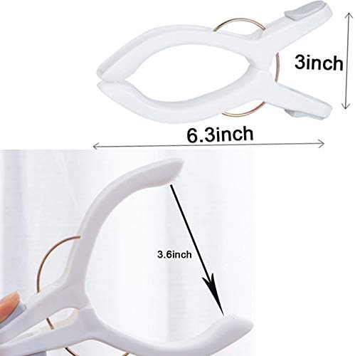 8 Pack Beach Towel Clips for Beach Chairs White Jumbo Size Towel Clamps Lounge Pool Chairs Plastic