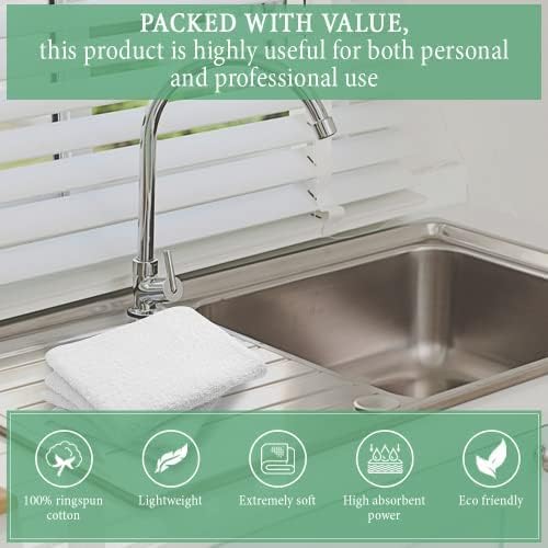 100% Cotton Terry Towel Cleaning Rags White 14'x17'|Pack of 60|Grade White Rag|Soft Large Cleaning