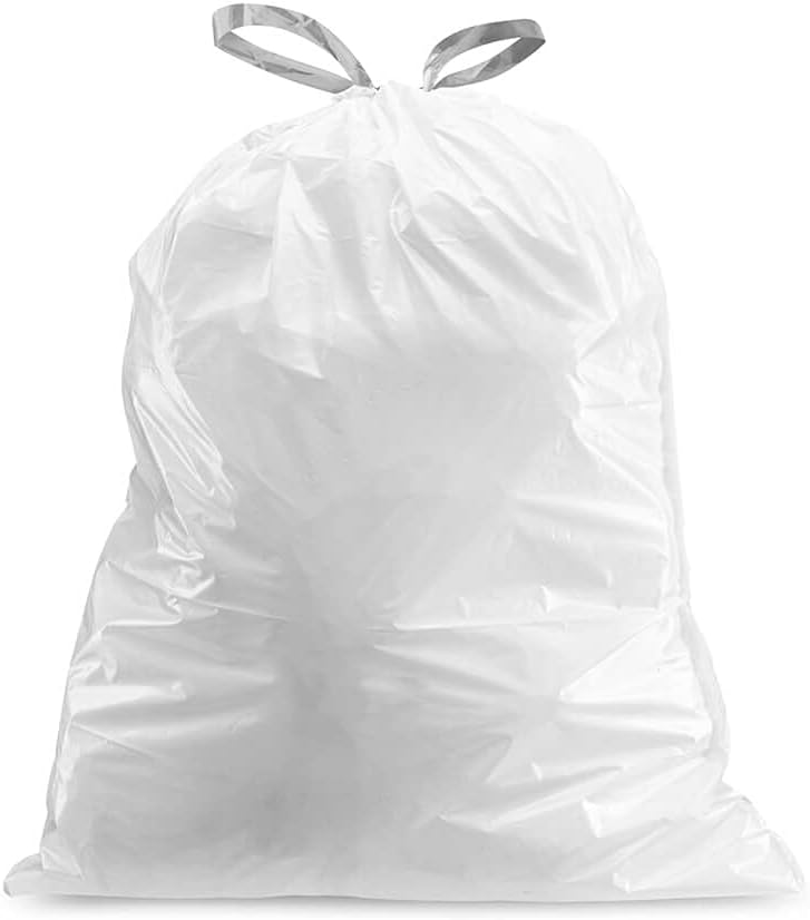 Plasticplace Custom Fit Trash Bags, Compatible with simplehuman Code G (100 Count) White Drawstring