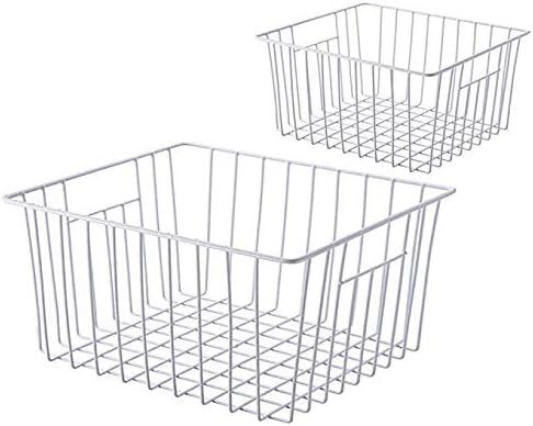 Slideep Freezer Baskets Storage Basket Organizers, Deep Wire Farmhouse Bins Container with Handles