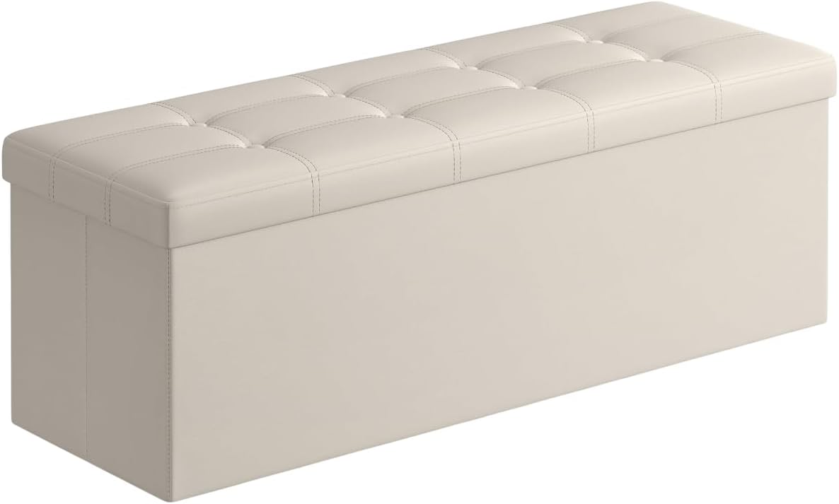 SONGMICS Mazie Collection - 43 Inches Folding Storage Ottoman Bench, Ottoman with Storage, Foot