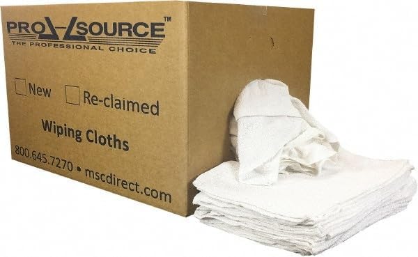 PRO SOURCE Low-Lint Virgin White 100% Cotton Terry Cloth Bar Mop Shop Towels, Absorbent & Washable: