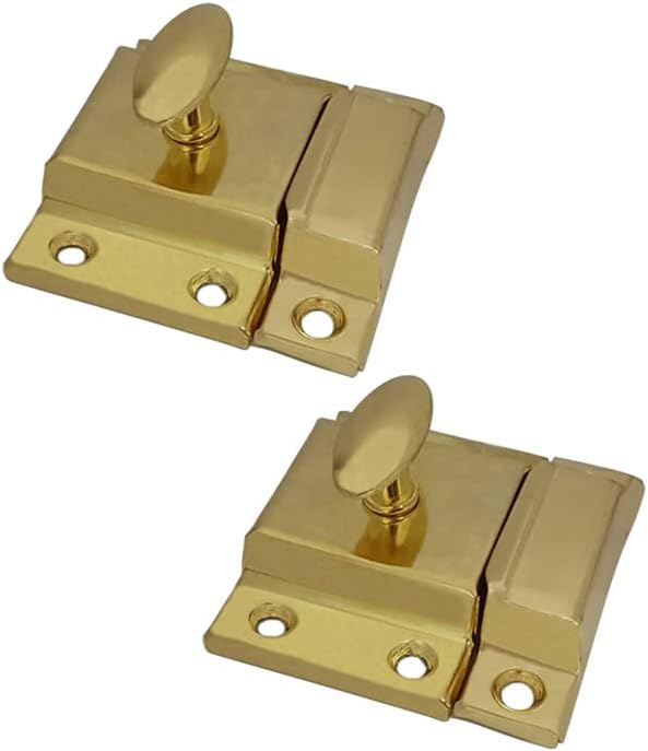 QCAA Oval Turn Cabinet Latch, for Cupboard & Other Furniture, Small, Brass Plated, Made in Taiwan