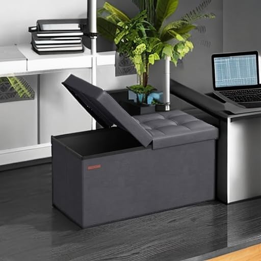 SONGMICS MAZIE Collection - 30 Inches Storage Ottoman Bench with Flipping Lid, Storage Chest