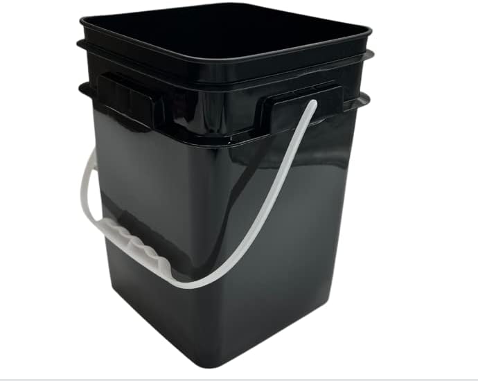 House Naturals 4 Gallon Square Food Grade Bucket Pail with Plastic Handles and Lid (Pack of 3) Made