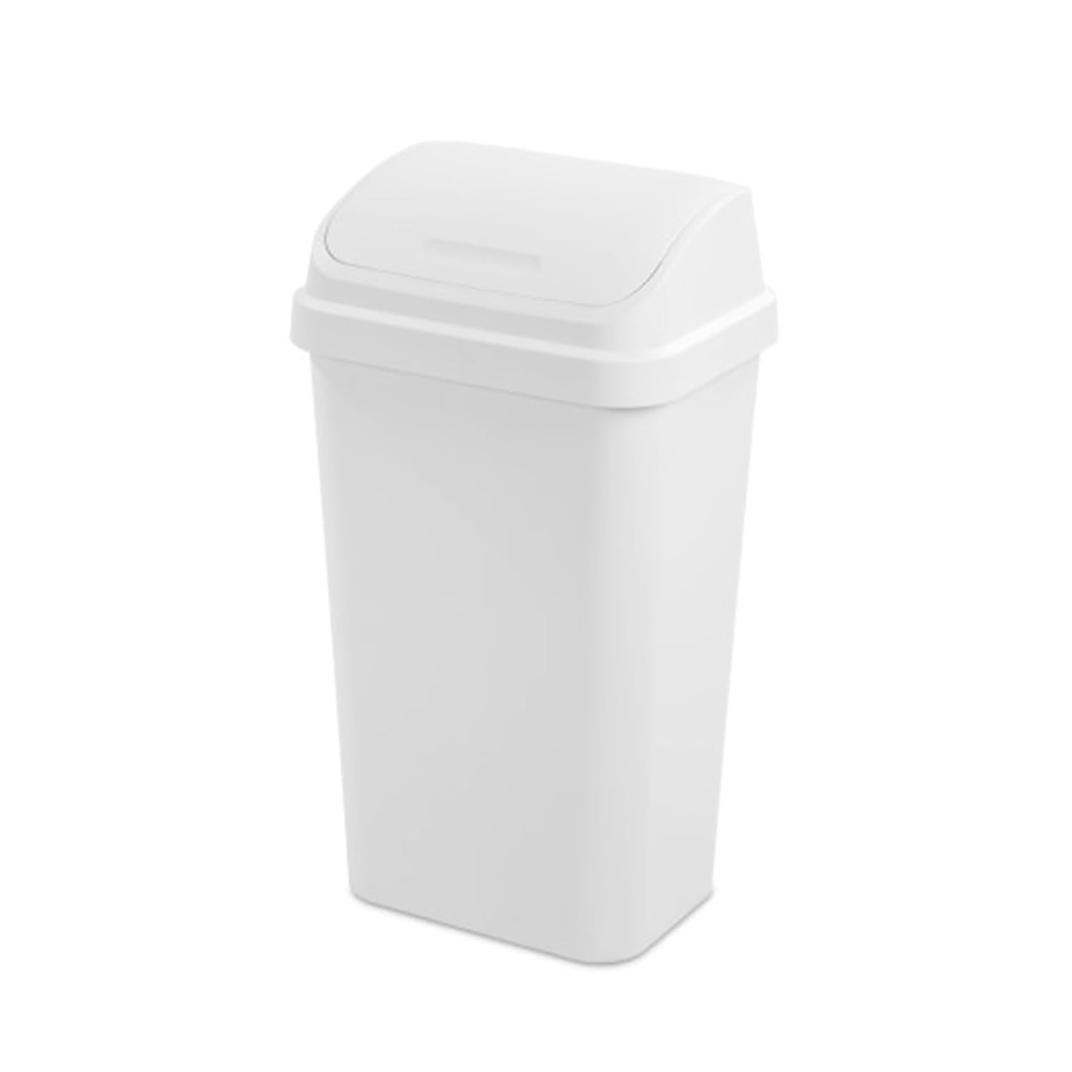 Sterilite 8 Pack Kitchen Garbage Trash Can with Plastic Swing Top, 13 Gal, White