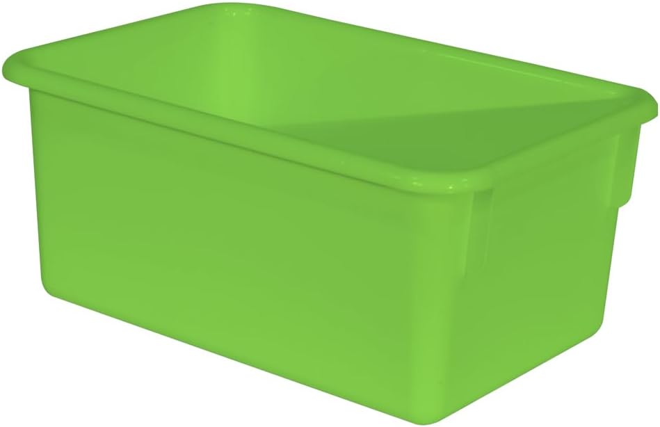 Wood Designs Cubby Storage Bin, Heavy Duty Plastic Containers for Kids Lime Green Cubby Tray Set of