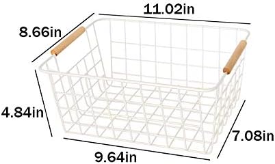 Kitchen Wire Baskets Farmhouse Decor Metal Food Storage Organizer,Household Refrigerator Bin with