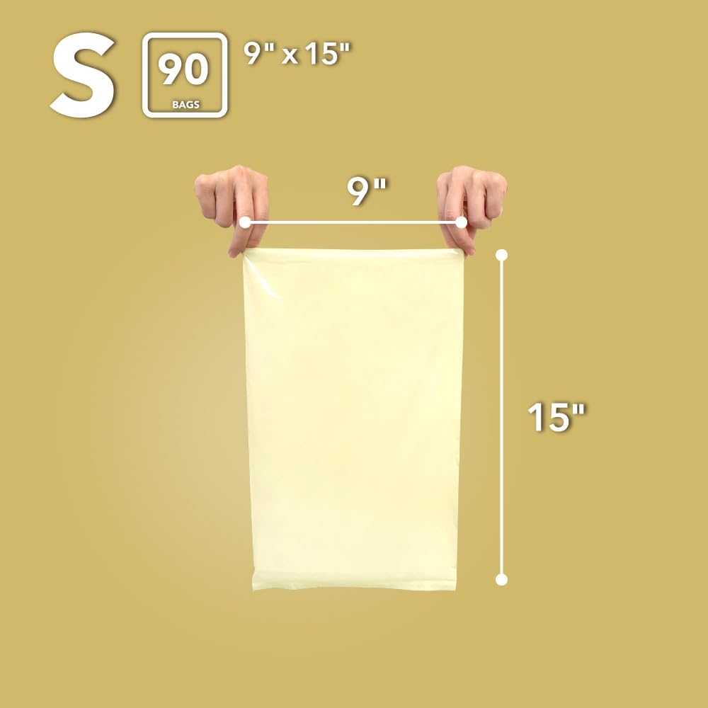 BOS, Odor-Sealing Dirty Diaper Trash Bags - Disposable Bags - Scent & Smell Free (Color: Cream