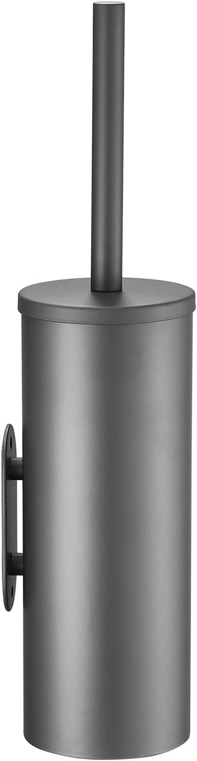 Stainless Steel Toilet Brush and Holder Set, No-Punch Hook Base Dual Purpose Toilet Brush Holder