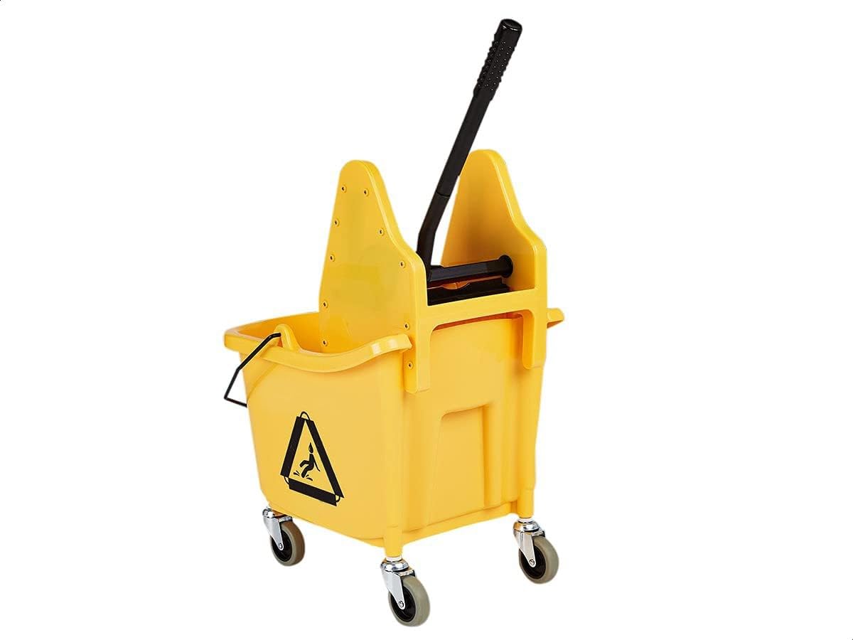 Amazon Basics Rectangular Floor Cleaning Mop Bucket with Sturdy Down Press Wringer Combo, 35-Quart