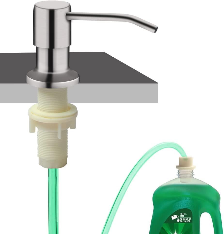 Soap Dispenser for Kitchen Sink, Built in Sink Soap Dispenser (Brushed Nickel), Countertop Soap