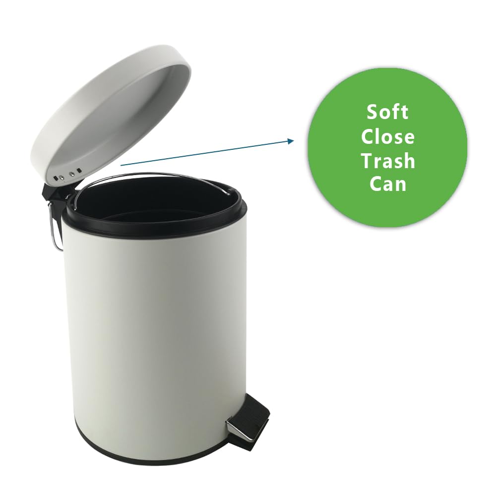 Stainless Steel Small Trash Can with Lid & Step Pedal - 5 Liters/1.3 Gallon Soft Close Waste Basket
