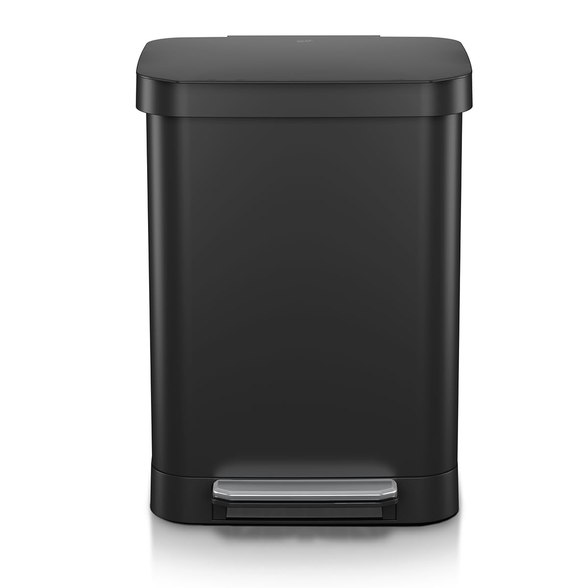 Glad Stainless Steel Step Trash Can, Series 2 with Clorox Protection - Large Black Kitchen Garbage