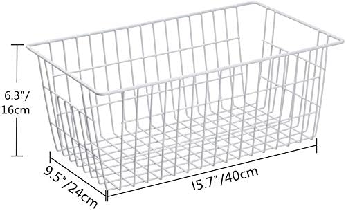 SANNO Freezer Baskets Pantry Storage Bins, Farmhouse Wire Storage Baskets Organizer Storage Bins