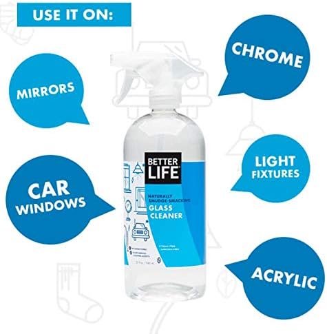 Better Life Glass Cleaner, Streak-free Window Cleaner, Surface Cleaning Spray, Mirror, Screen and