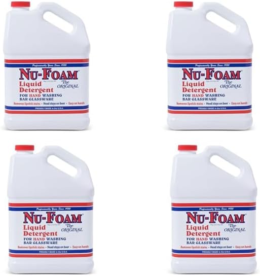 Nu-Foam Liquid Detergent for Bar Glassware – Original Streak-Free Solution - Hand Washing Bar