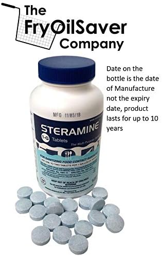 Pack of 4 (600 Tab) Steramine Sanitizing Tablets w/ 30x QT-10 Test Strips by FryOilSaver Co.