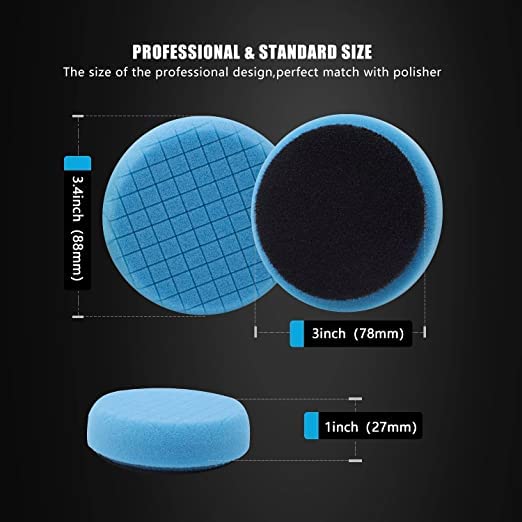 Buffing Polishing Pads, SPTA 5Pc 3.5 Inch Face for 3 Inch 76mm Backing Plate Compound Buffing