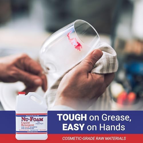 Nu-Foam Liquid Detergent for Bar Glassware – Original Streak-Free Solution - Hand Washing Bar
