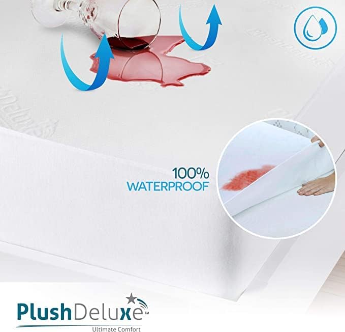 PlushDeluxe Premium Bamboo Mattress Protector – Twin Size, Waterproof, & Ultra Soft Breathable