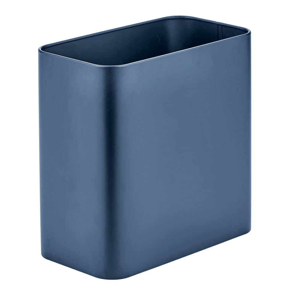 mDesign Small Metal 2.4 Gallon/9 Liter Trash Can Wastebasket Garbage Bin for Bathroom, Slim Rubbish