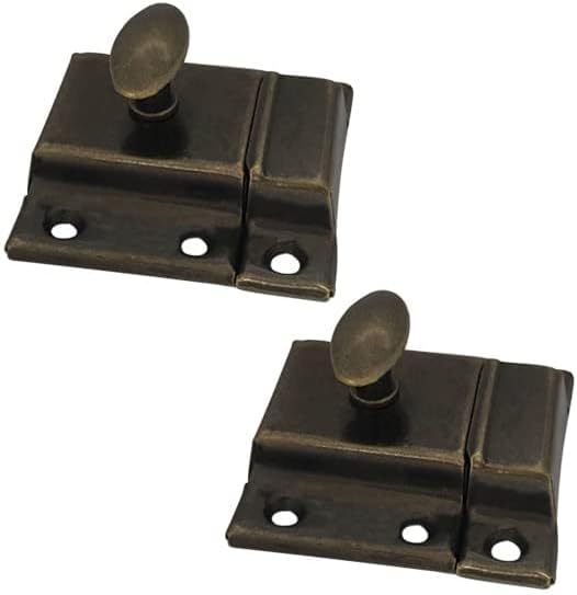 QCAA Oval Turn Cabinet Latch, for Cupboard & Other Furniture, Large, Antique Brass, Made in Taiwan