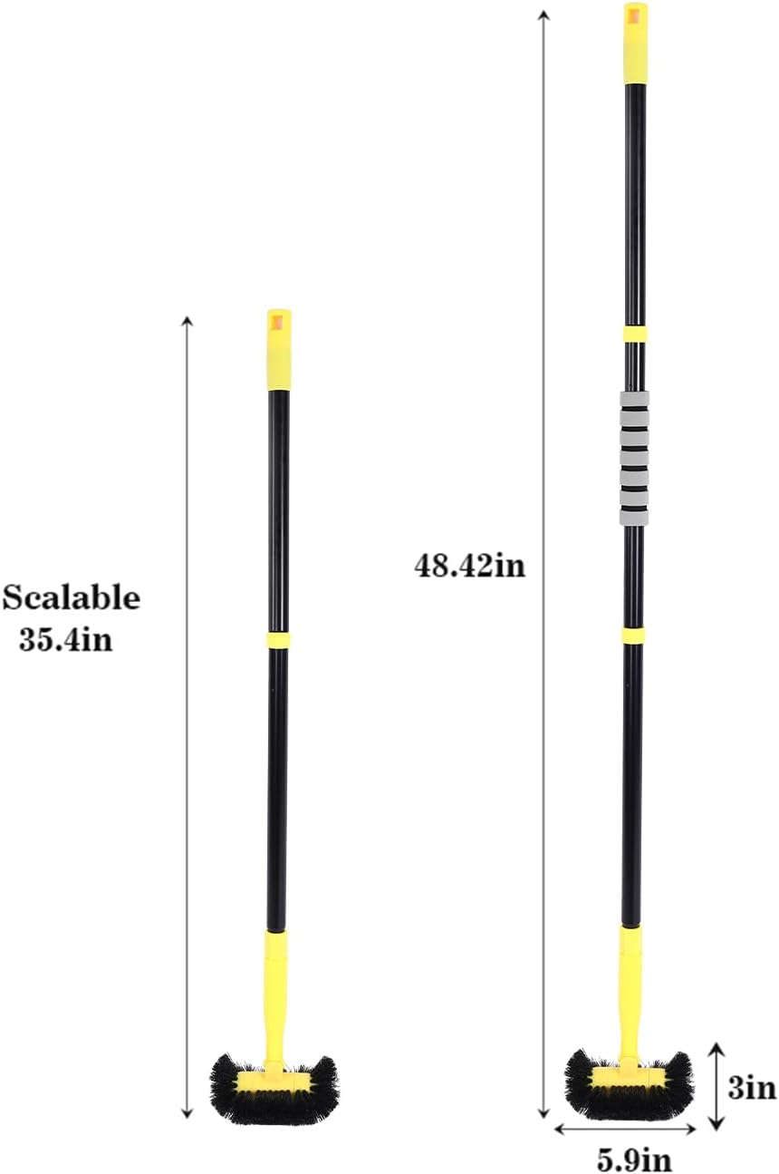 Grout Cleaning Brush with Long Handle - Hard Bristle Hand Held Grout Cleaner Brush for Tile Grout