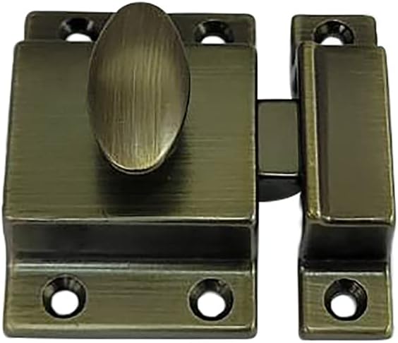 QCAA Traditional Large Oval Turn Cabinet Latch, Solid Brass, 2", for Cupboard & Other Furniture