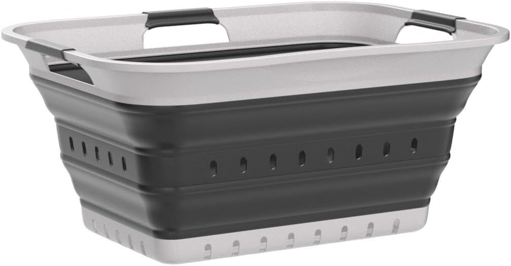 SAMMART 42L (11 gallon) Collapsible Plastic Laundry Basket - Foldable Pop Up Storage