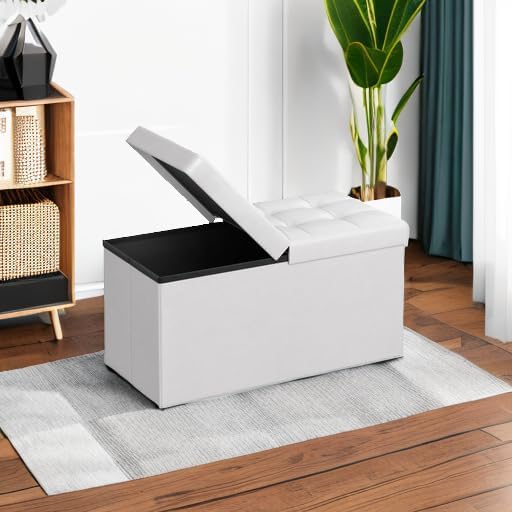 SONGMICS MAZIE Collection - 30 Inches Storage Ottoman Bench with Flipping Lid, Storage Chest