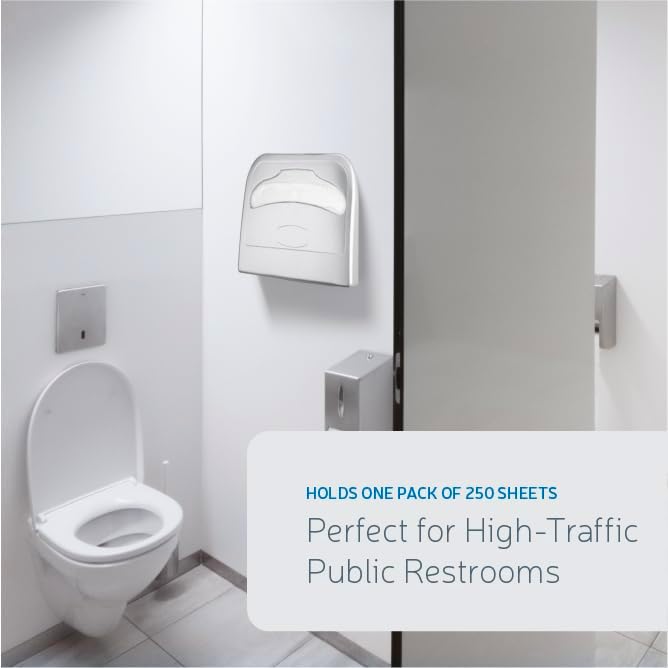 EZbrnd Wall Mount Half-Fold Toilet Seat Cover Dispenser for Commercial/Washroom/Office, Seat Cover