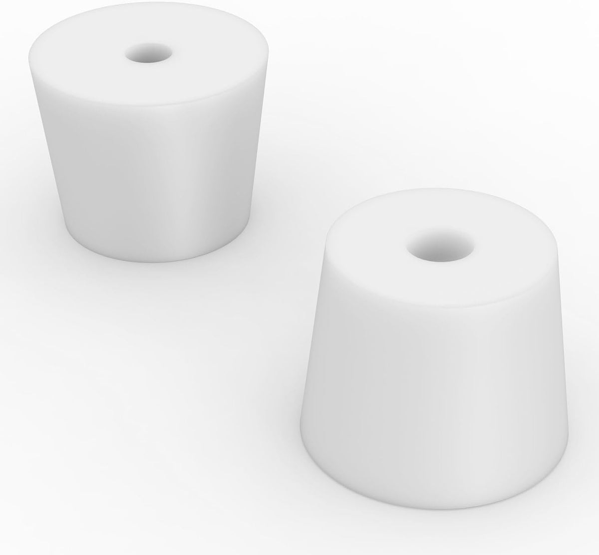 Labasics 5-Pack 8# Single-Hole Silicone Stoppers, White Tapered Lab Seal Stoppers with 0.31" Hole