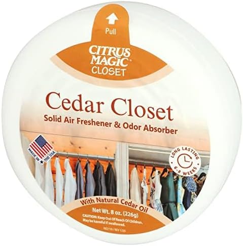 Citrus Magic For Closets Odor Absorbing Solid Air Freshener, Cedar Closet, 8-Ounce, Pack of 1
