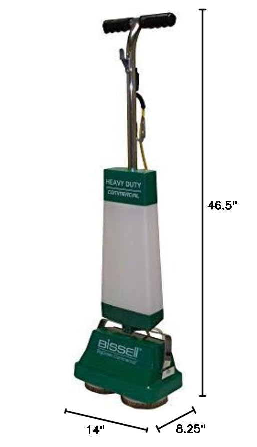 BiSSEll BigGreen BGFS5000 Portable Two Brush Floor Scrubber & Polisher, 13" W x 7" D x 44" H, White
