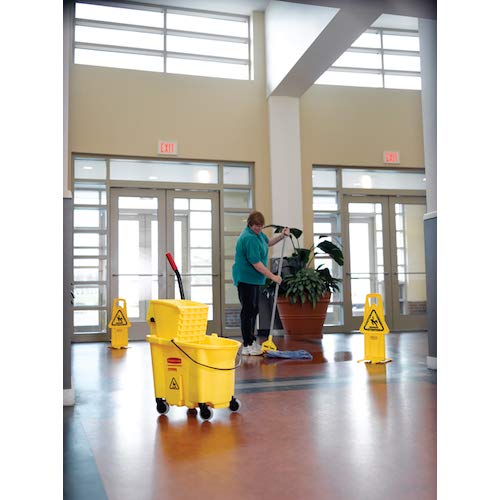 Rubbermaid Commercial Products WaveBrake 35 QT Side-Press Mop Bucket and Wringer Combo on Wheels