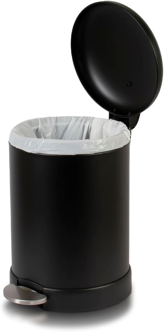 Glad Small Trash Can, 1.2 Gallon | Round Stainless Steel Garbage Bin with Soft Close Lid & Step