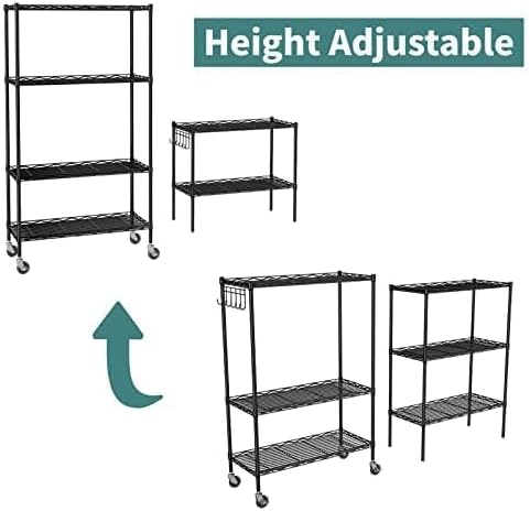 Himimi 6-Tier Storage Shelf Units, Adjustable Wire Shelving with Wheels, Metal Shelves with