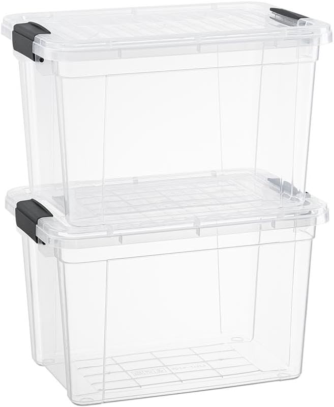 Superio Clear Storage Boxes with Lids, 4.75 Quart Plastic Container Bins for Organizing, Stackable