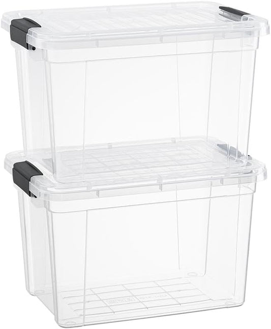 Superio Clear Storage Boxes with Lids, 4.75 Quart Plastic Container Bins for Organizing, Stackable