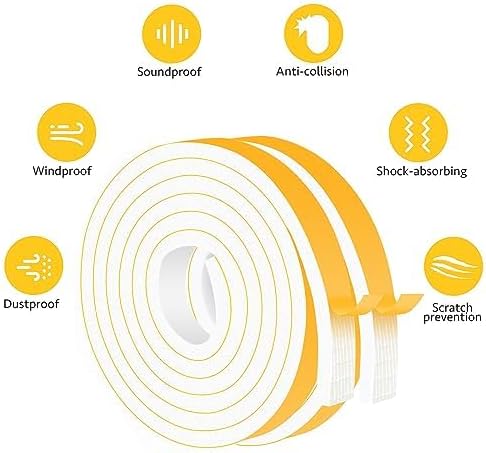 White Foam Insulation Tape, Strong Adhesive Weather Stripping Door Seal for Doors and